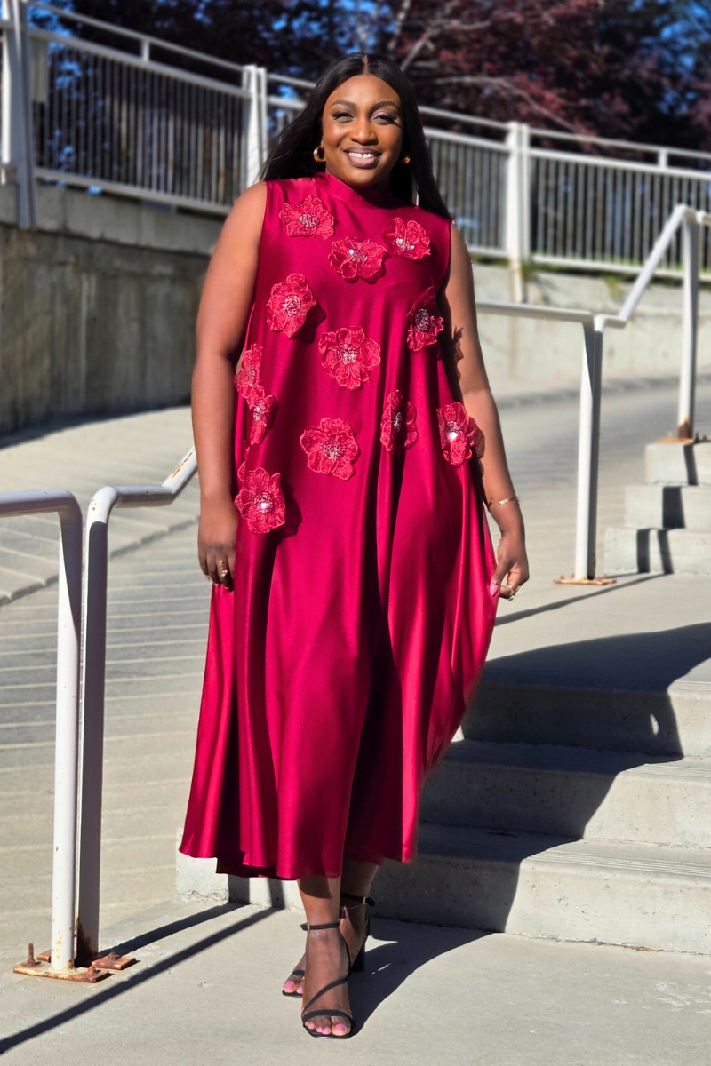 Alexa Silk Floral Patch Dress