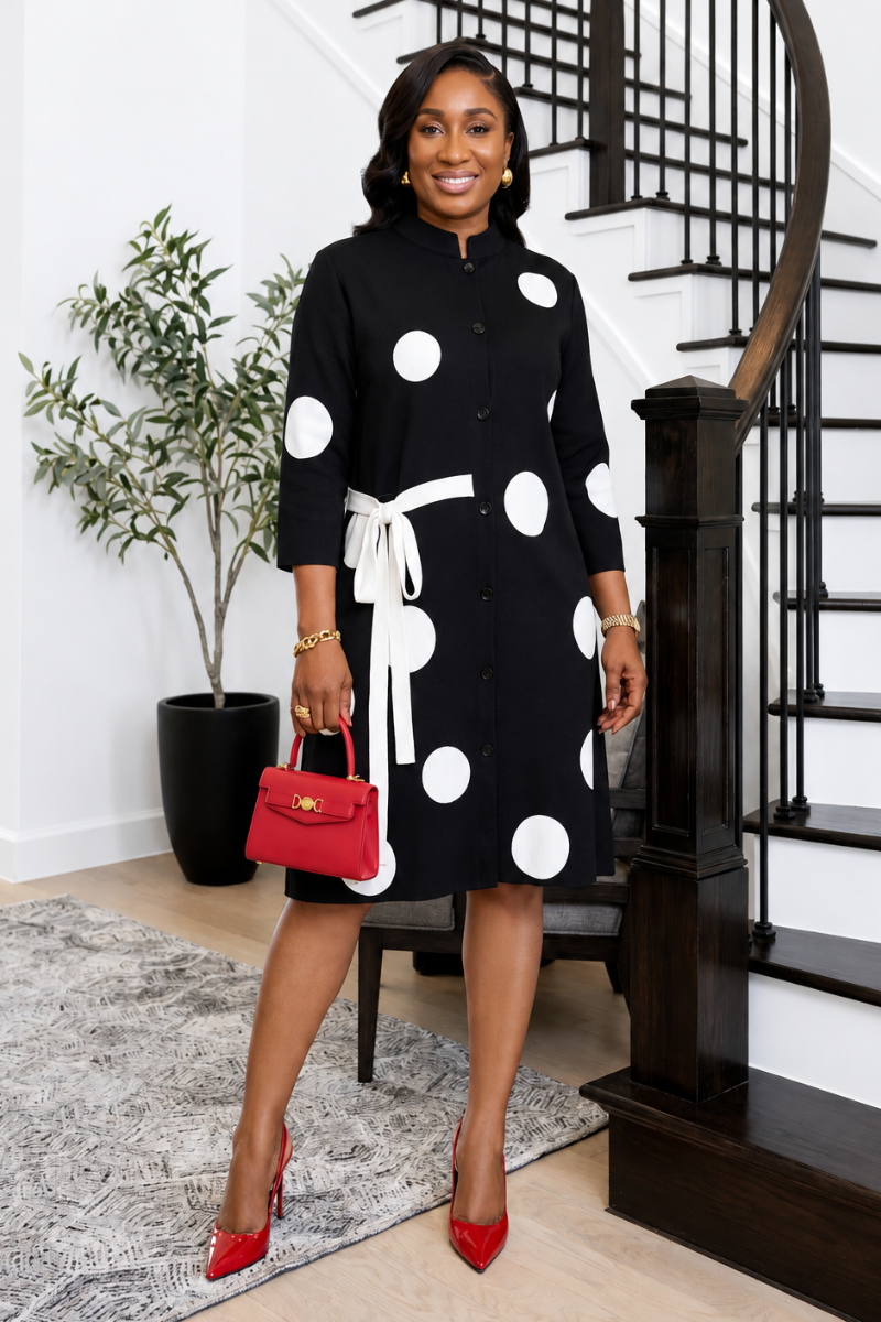 Betty Black Polka Dot Shift Dress