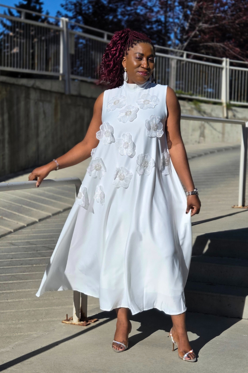 Alexa Silk Floral Patch Dress