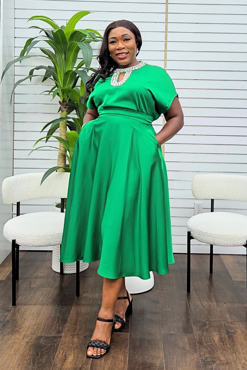 Onyx Silk Skirt Set - Green