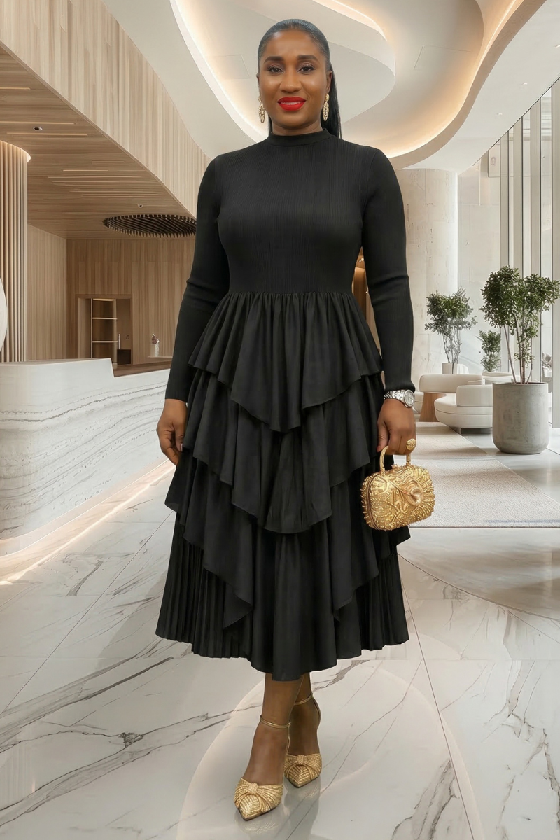Alicia Layered Dress - Black