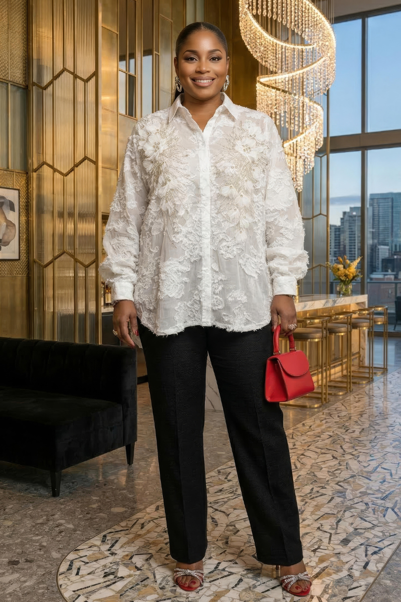 Frances Textured Shirt - White