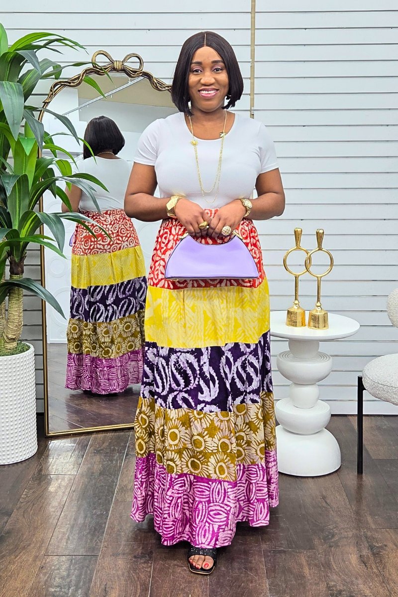 Neema Adire Patch Maxi Skirt