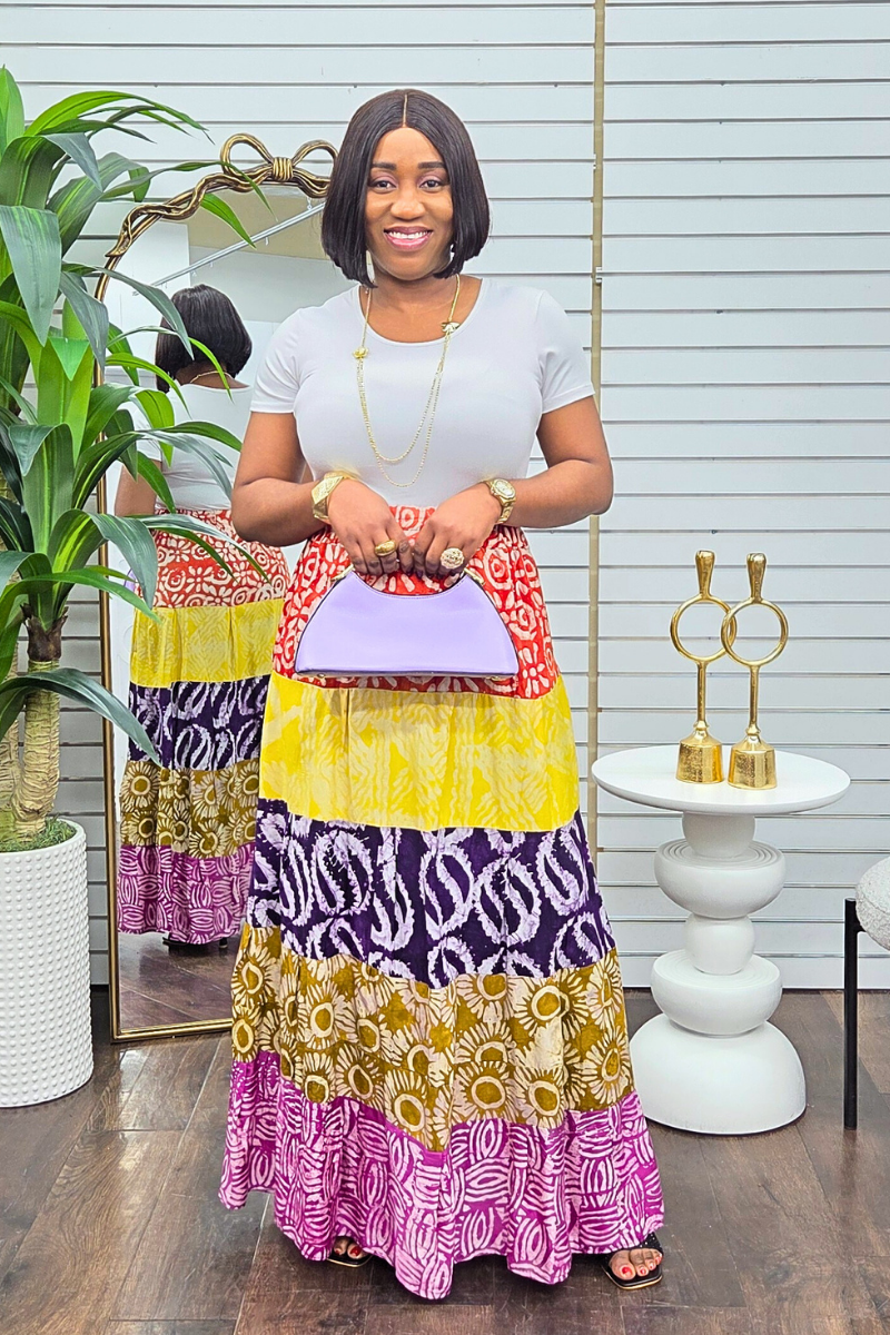 Neema Adire Patch Maxi Skirt