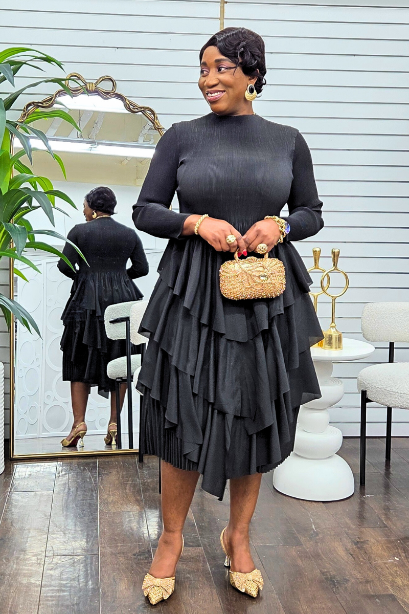 Alicia Layered Dress - Black