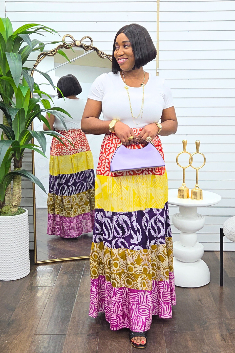 Neema Adire Patch Maxi Skirt