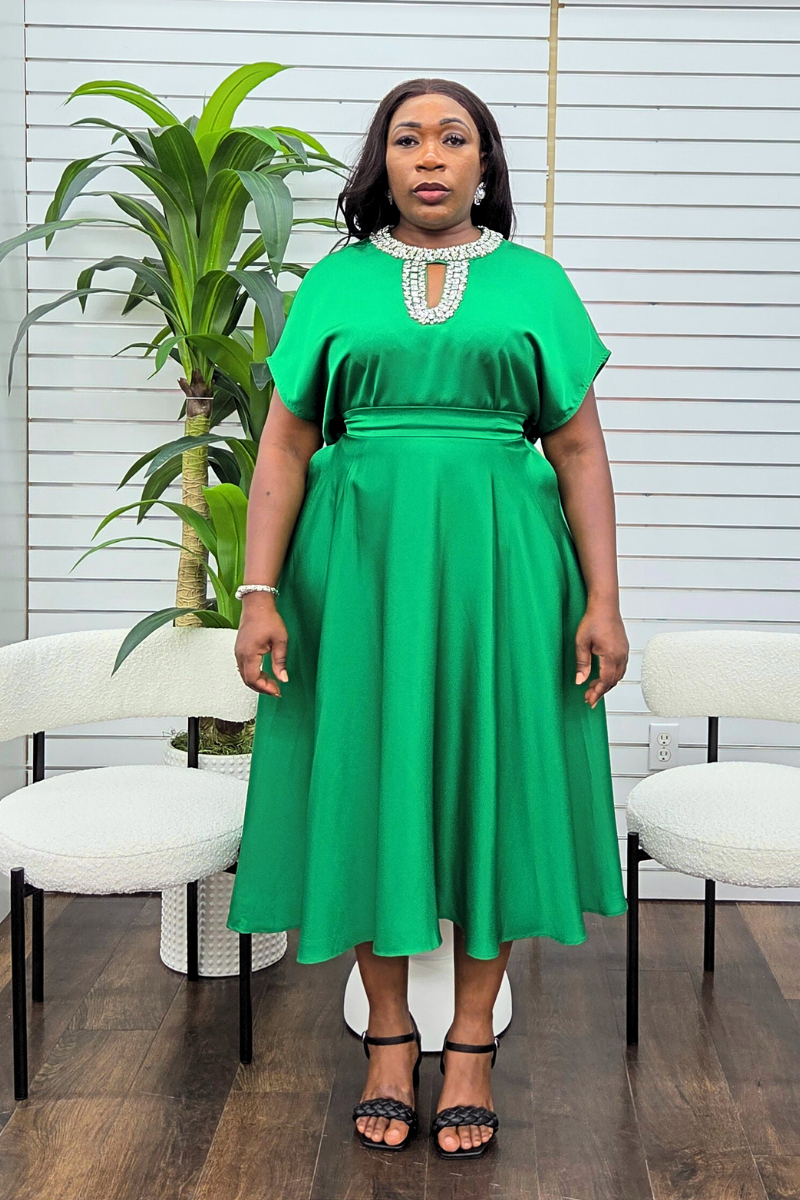 Onyx Silk Skirt Set - Green