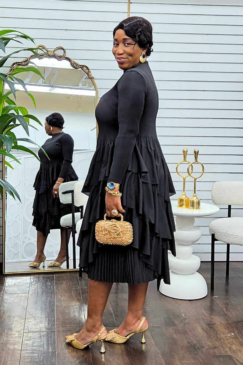 Alicia Layered Dress - Black