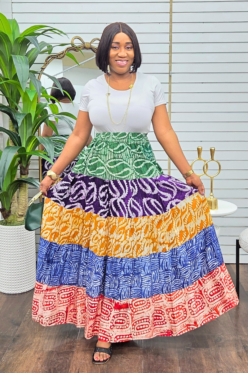 Neema Adire Patch Maxi Skirt