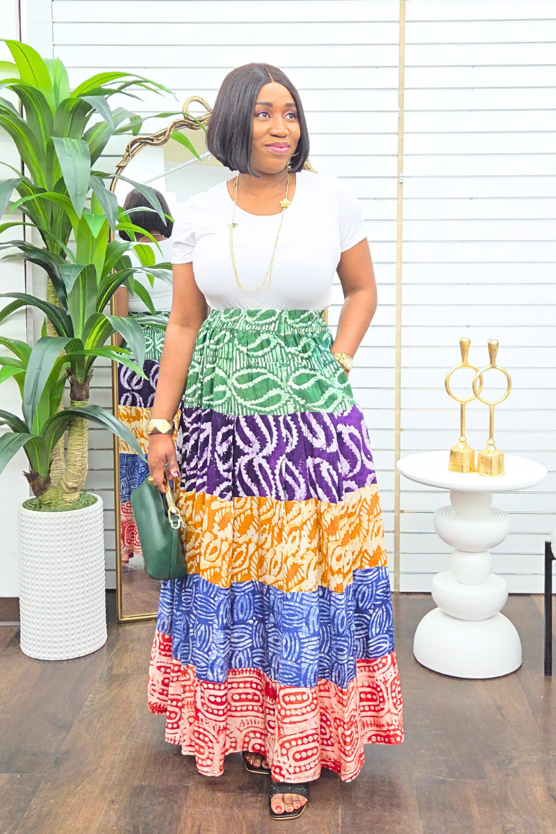 Neema Adire Patch Maxi Skirt