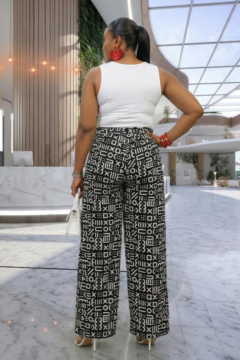 African Print Monochrome Trousers