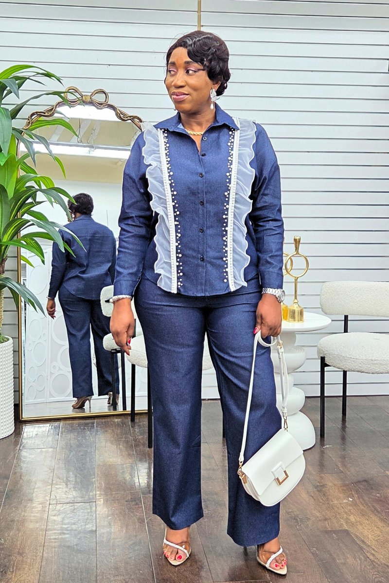 Elodie Denim Shirt & Pant Set