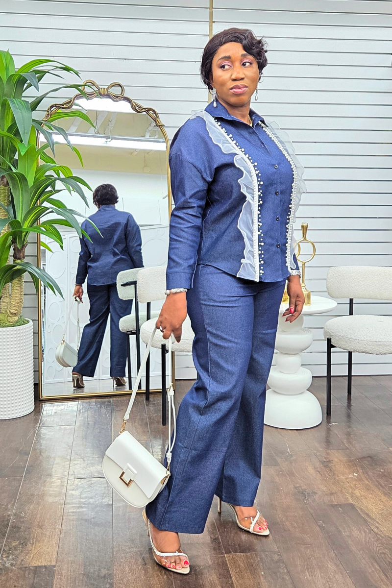 Elodie Denim Shirt & Pant Set