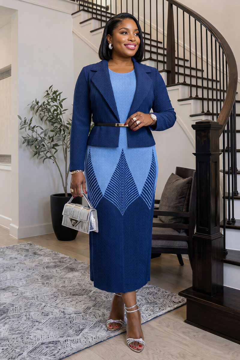 Valtrise Dress W/Cardigan Effect.