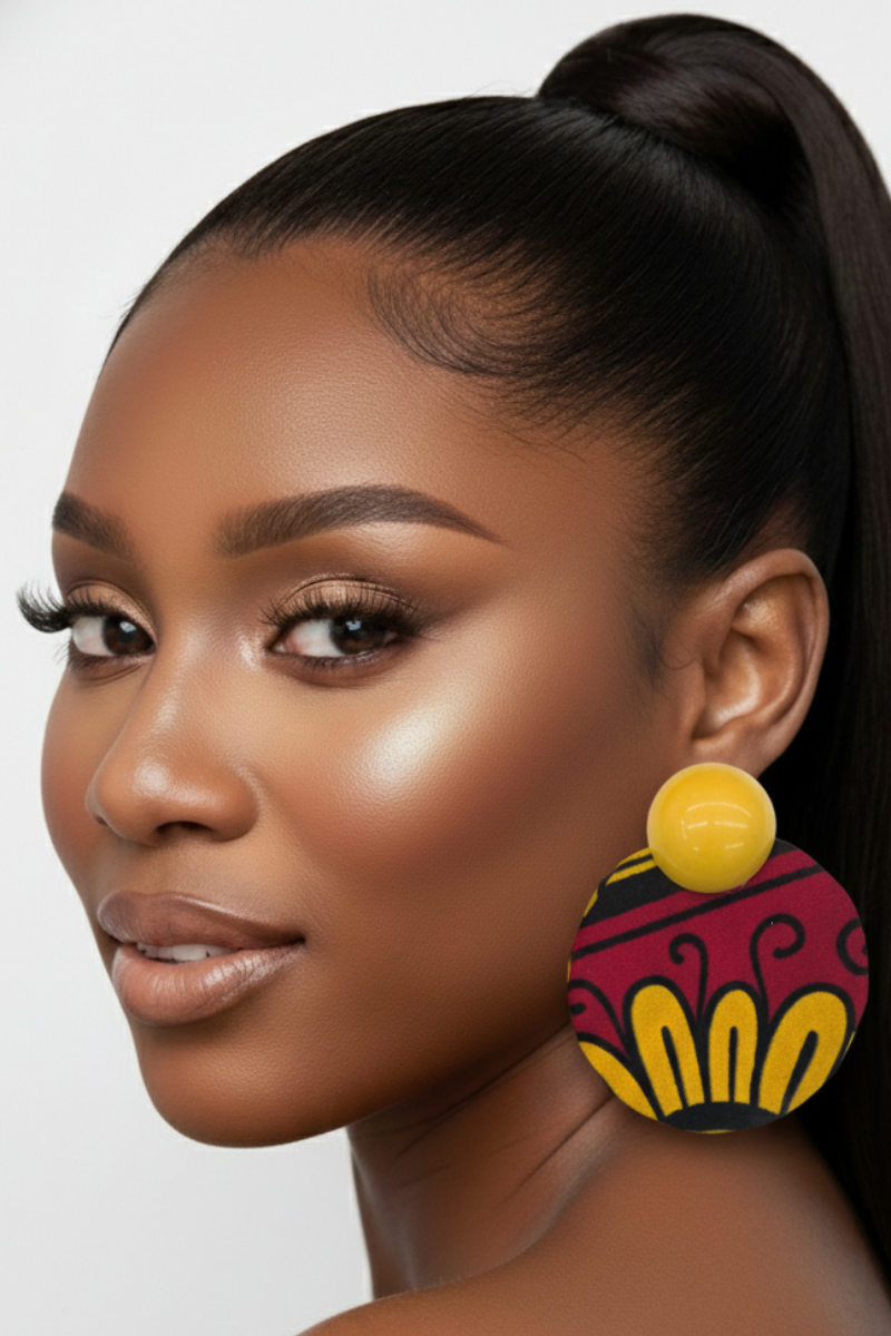 African Print Statement Earring