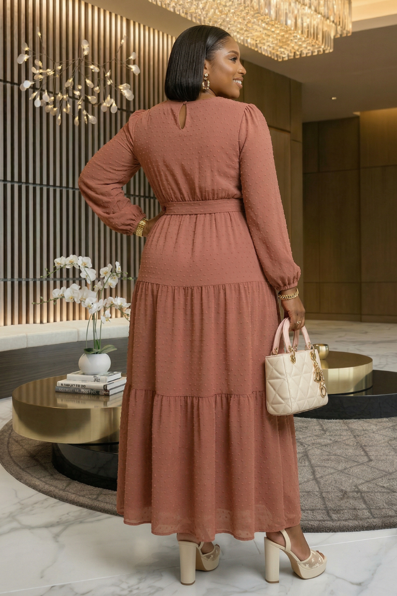 Maria Belted Dobby Dress