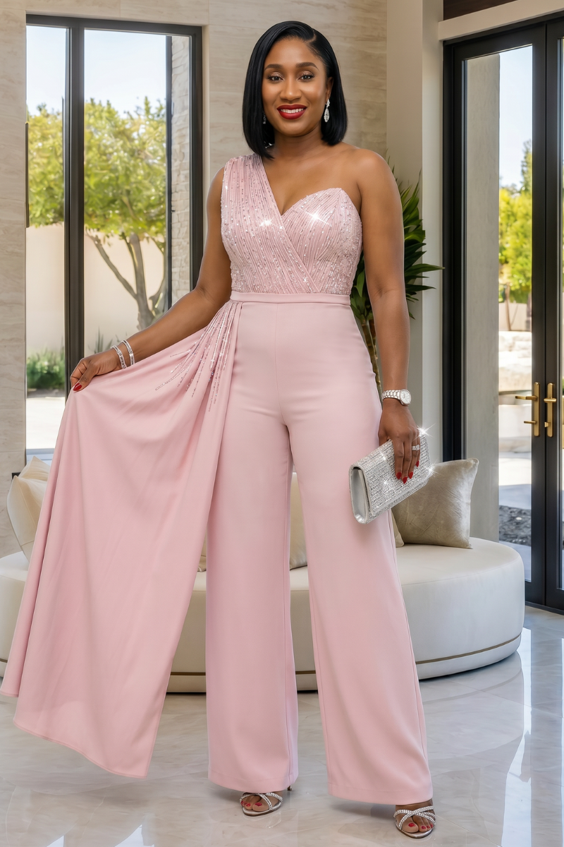 Adornèe Sophisticated One-Shoulder Jumpsuit