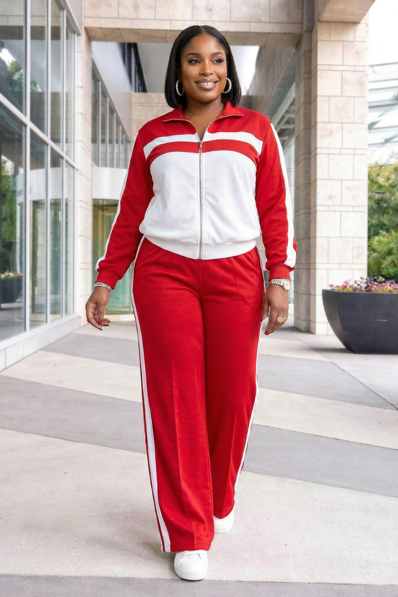 Hanny Red/White Jogger Set
