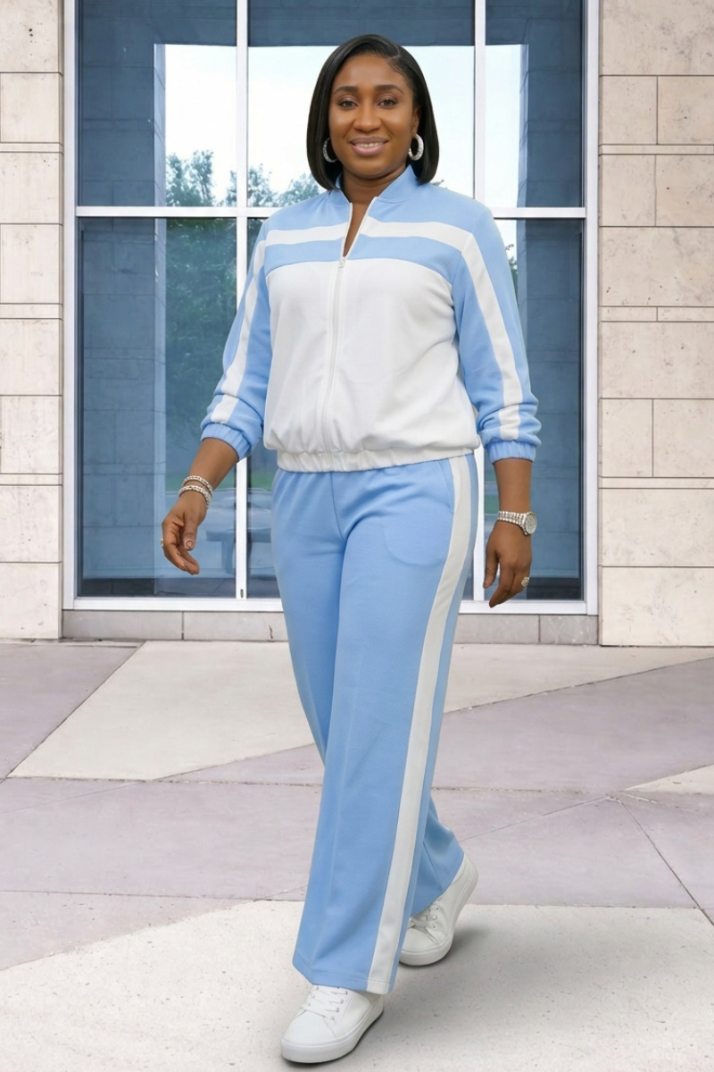 Addy Blue/White Jogger Set
