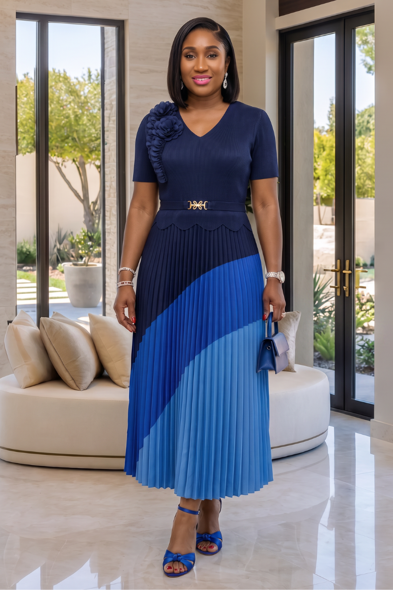 Veronique Ombre Dress - Blue