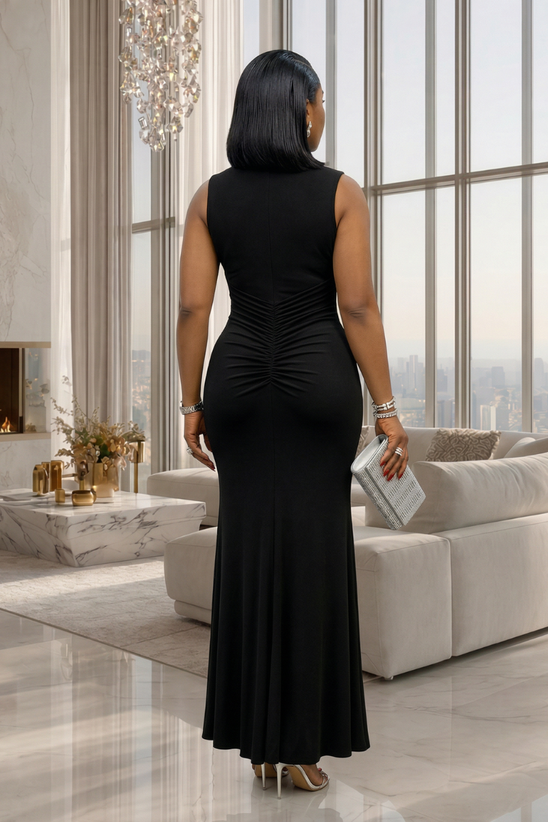 Kiara Ruched Dress - Black
