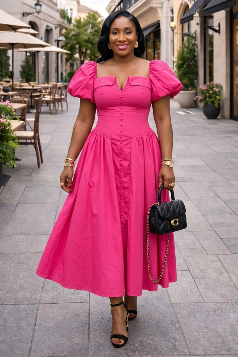 Patty Statement Dress - Hot Pink