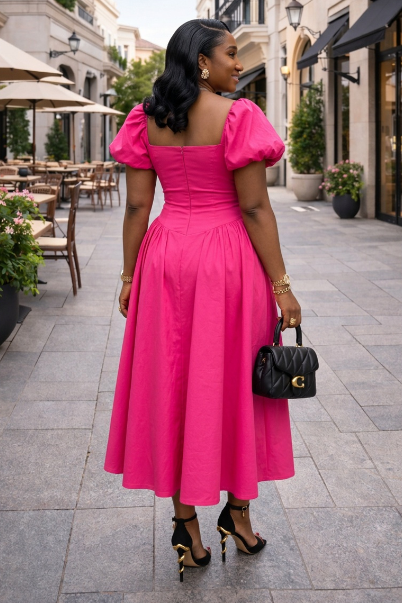 Patty Statement Dress - Hot Pink