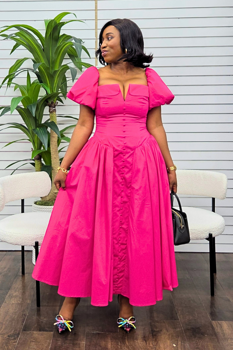 Patty Statement Dress - Hot Pink