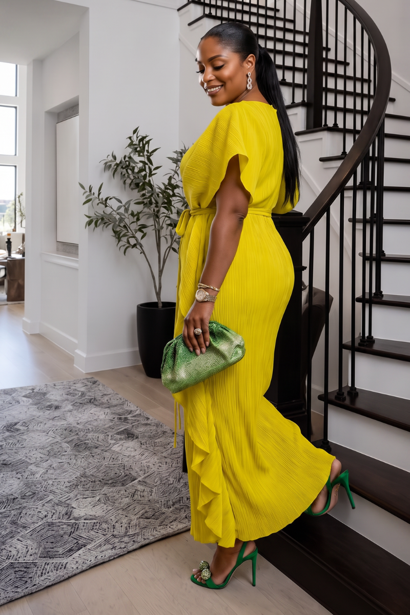 Vianne Sculpt Dress _Yellow