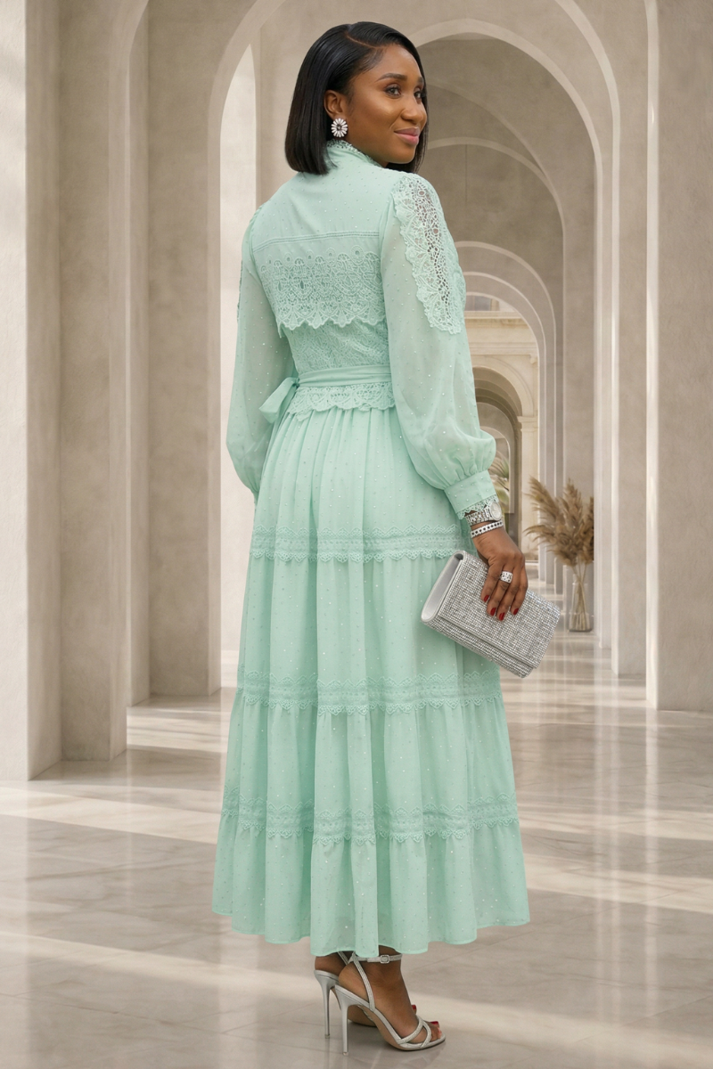 Mona Embellished Dress- Mint Green