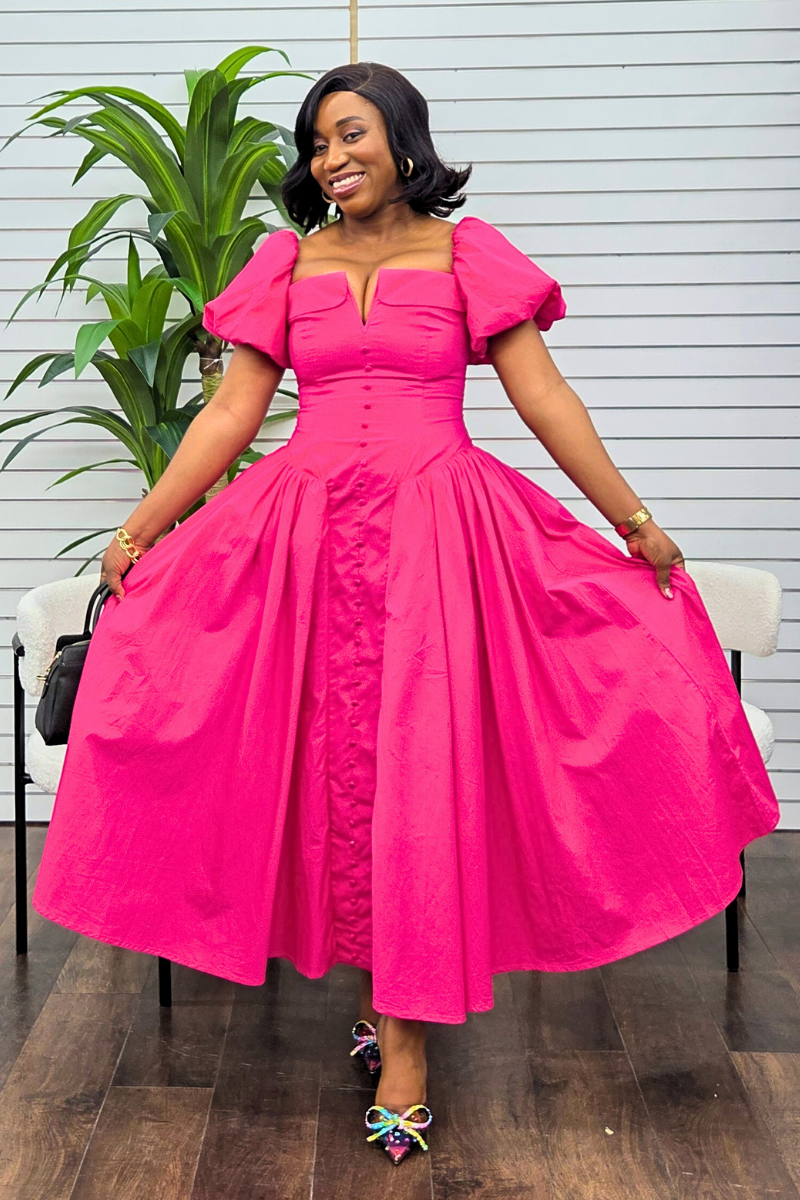 Patty Statement Dress - Hot Pink