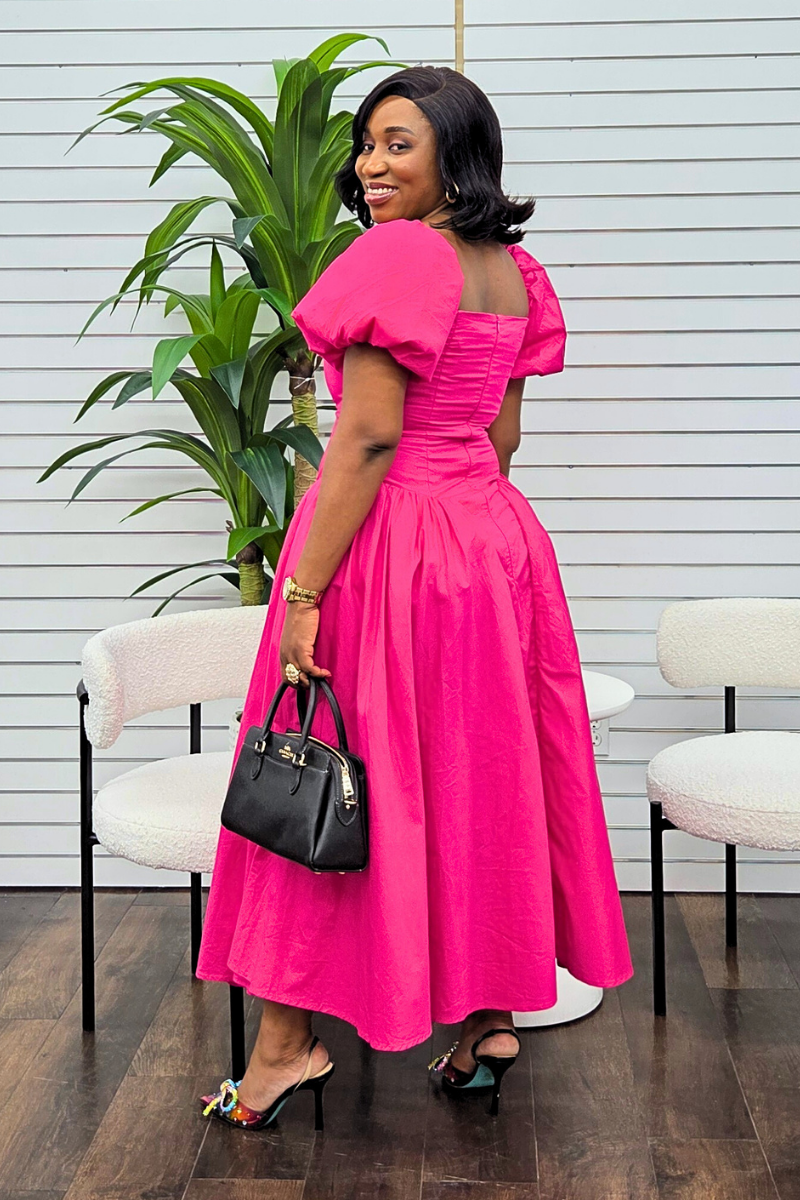 Patty Statement Dress - Hot Pink