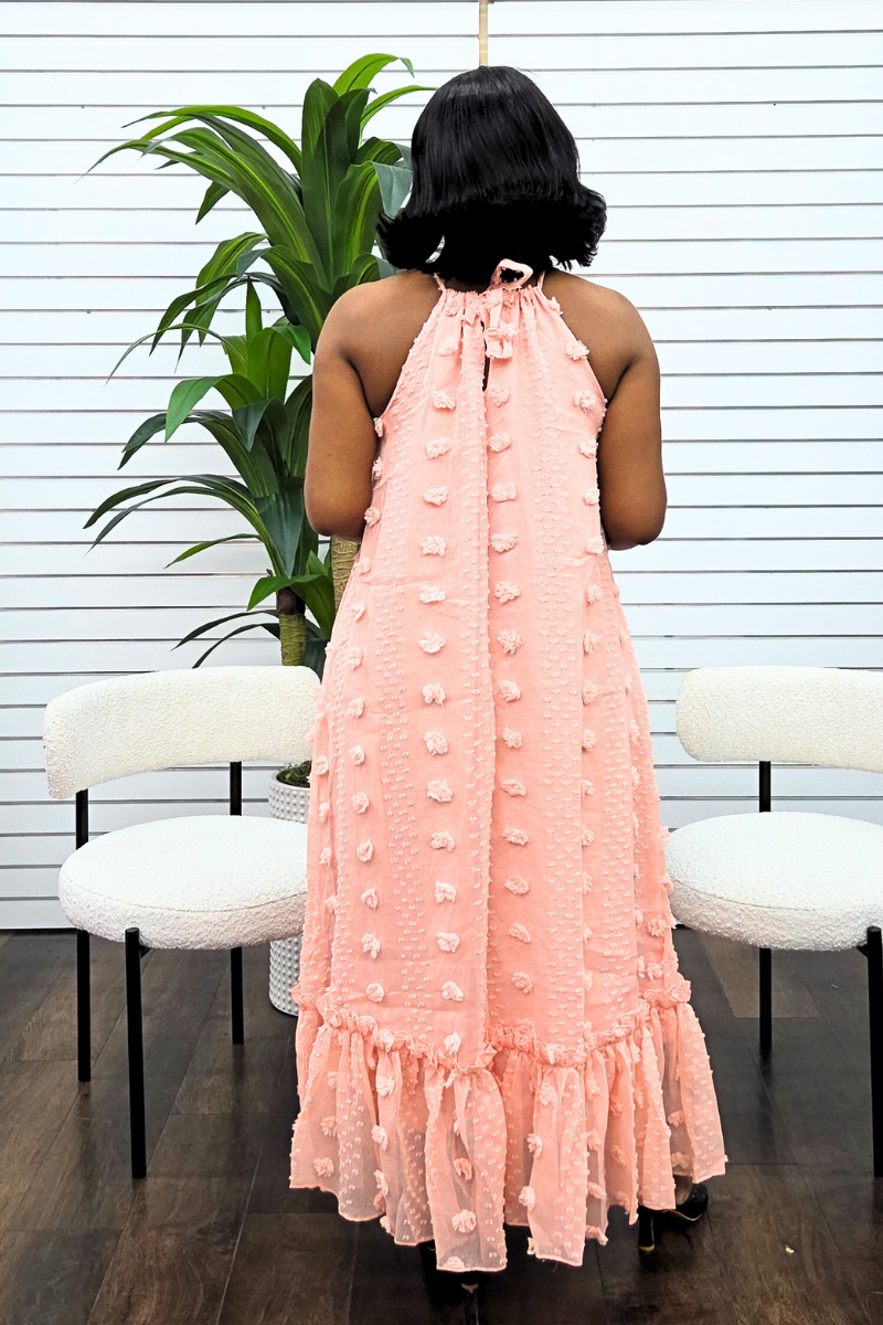Lila Dobby Maxi Dress - Peach