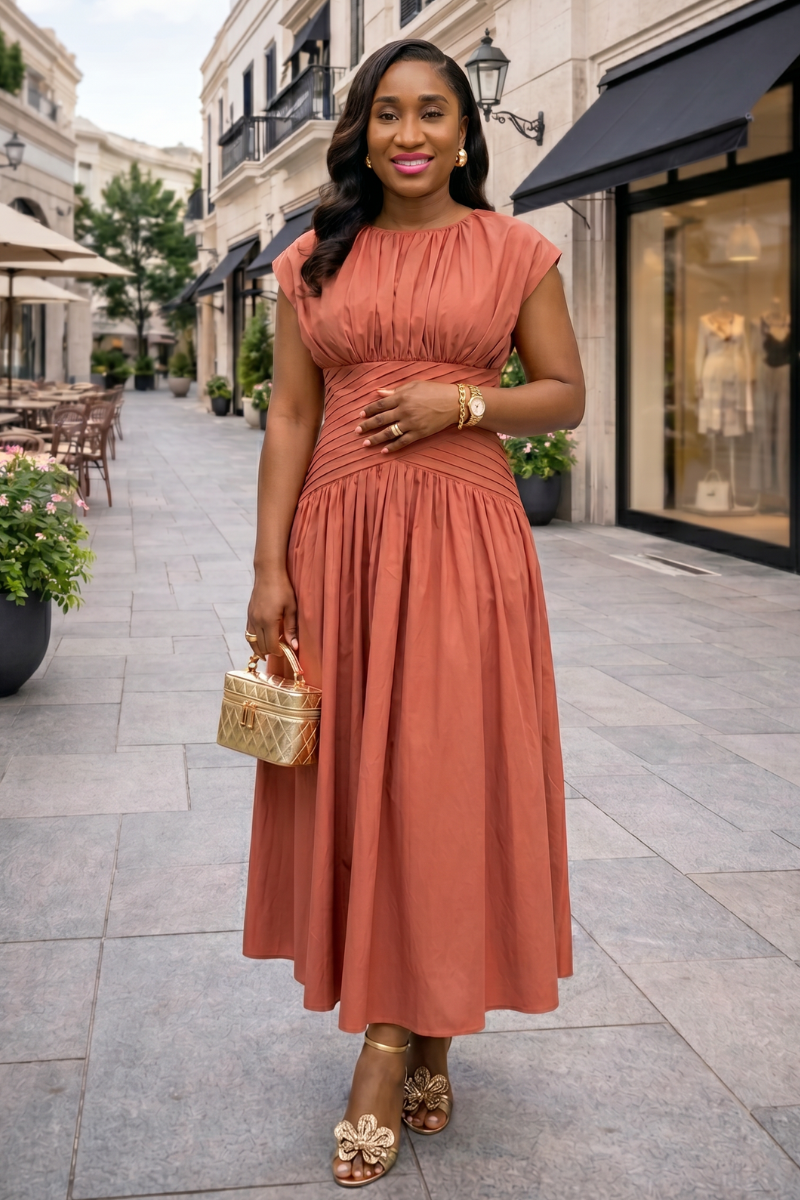 Delphine Dress - Terracotta Rose