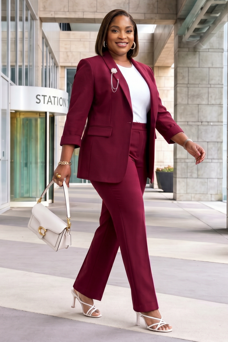 Kamala Burgundy Blazer Set
