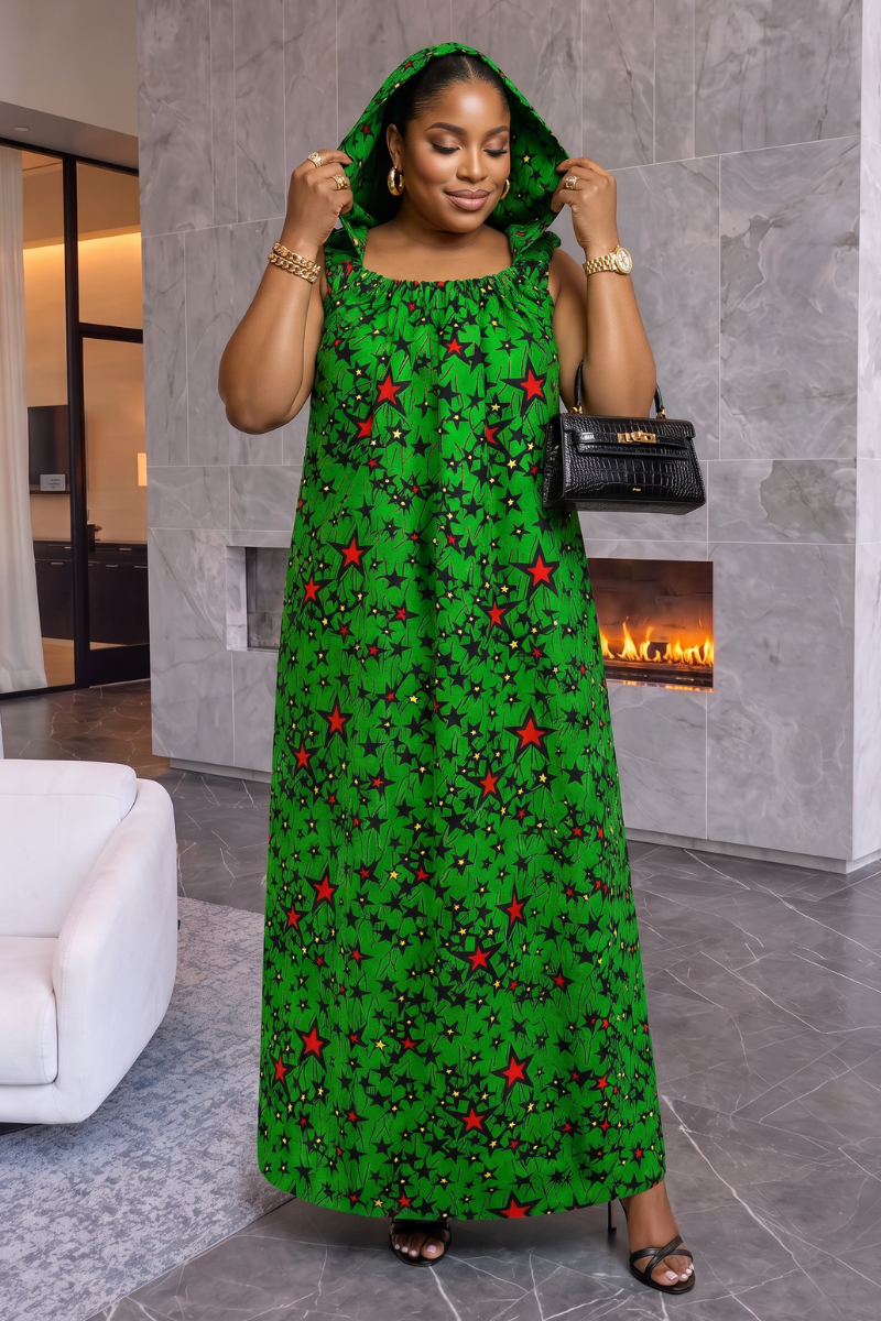 Chichi Hooded Ankara Maxi Dress