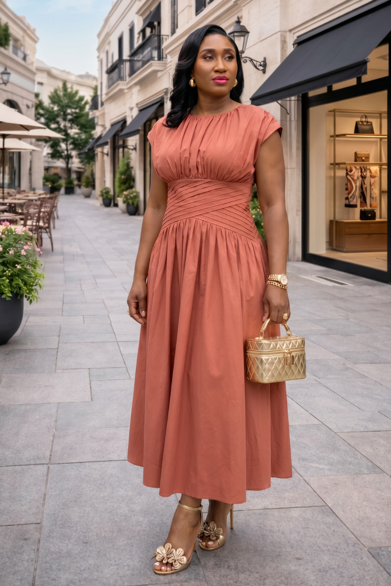 Delphine Dress - Terracotta Rose