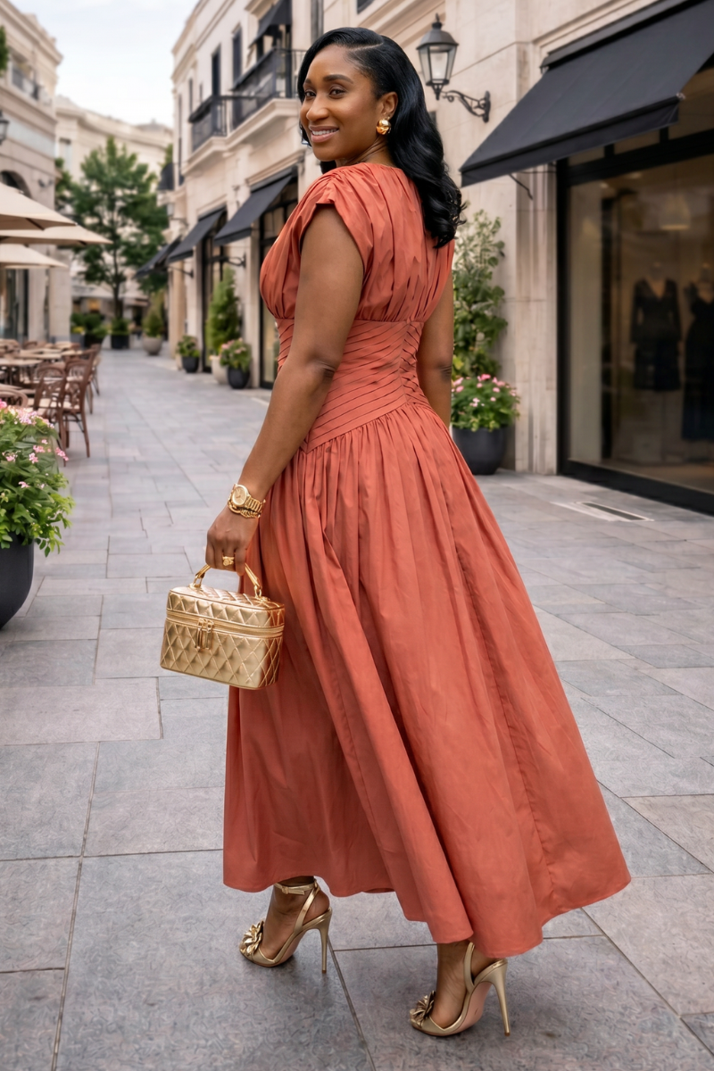 Delphine Dress - Terracotta Rose