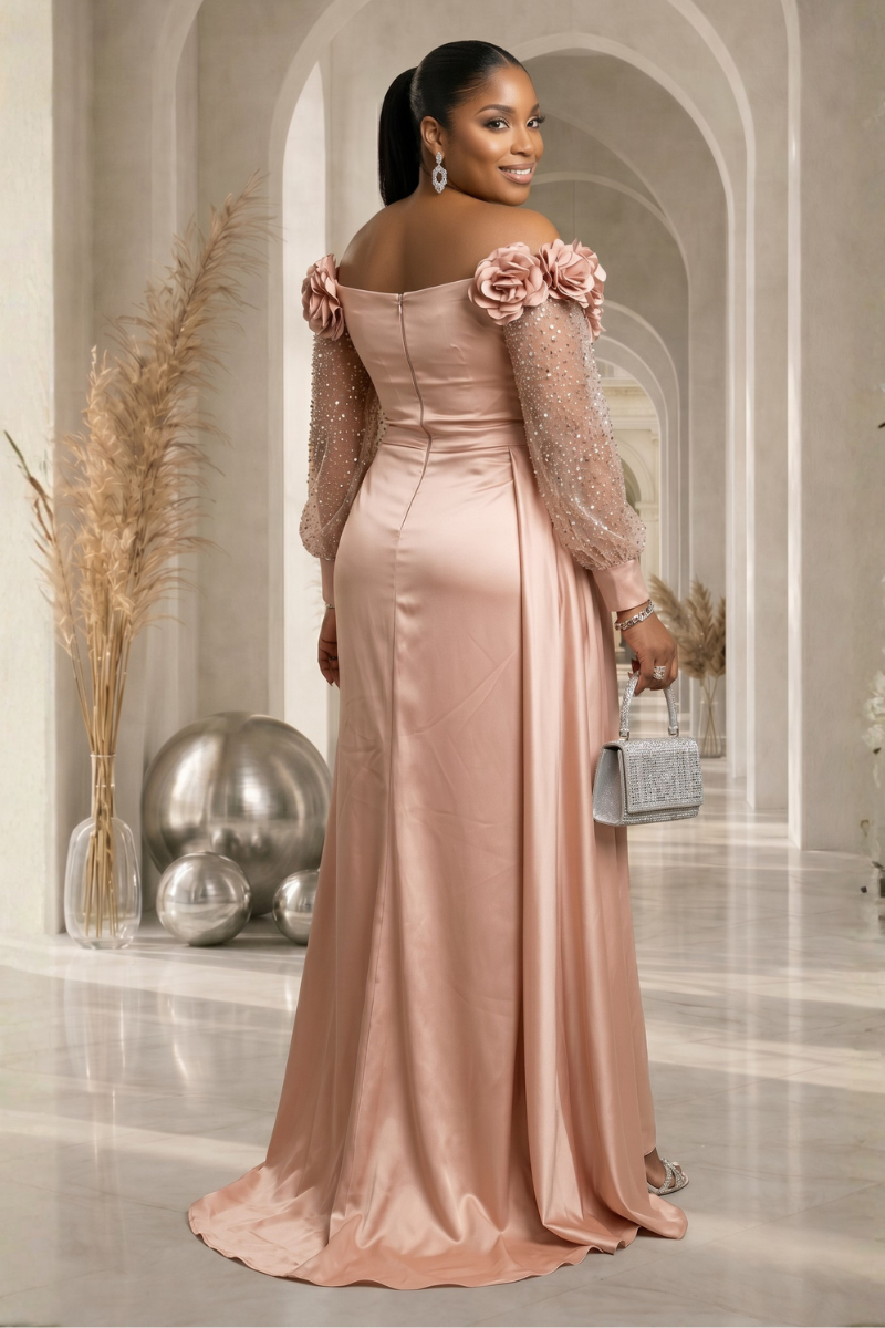 Elegant Rose Gold Evening Dress