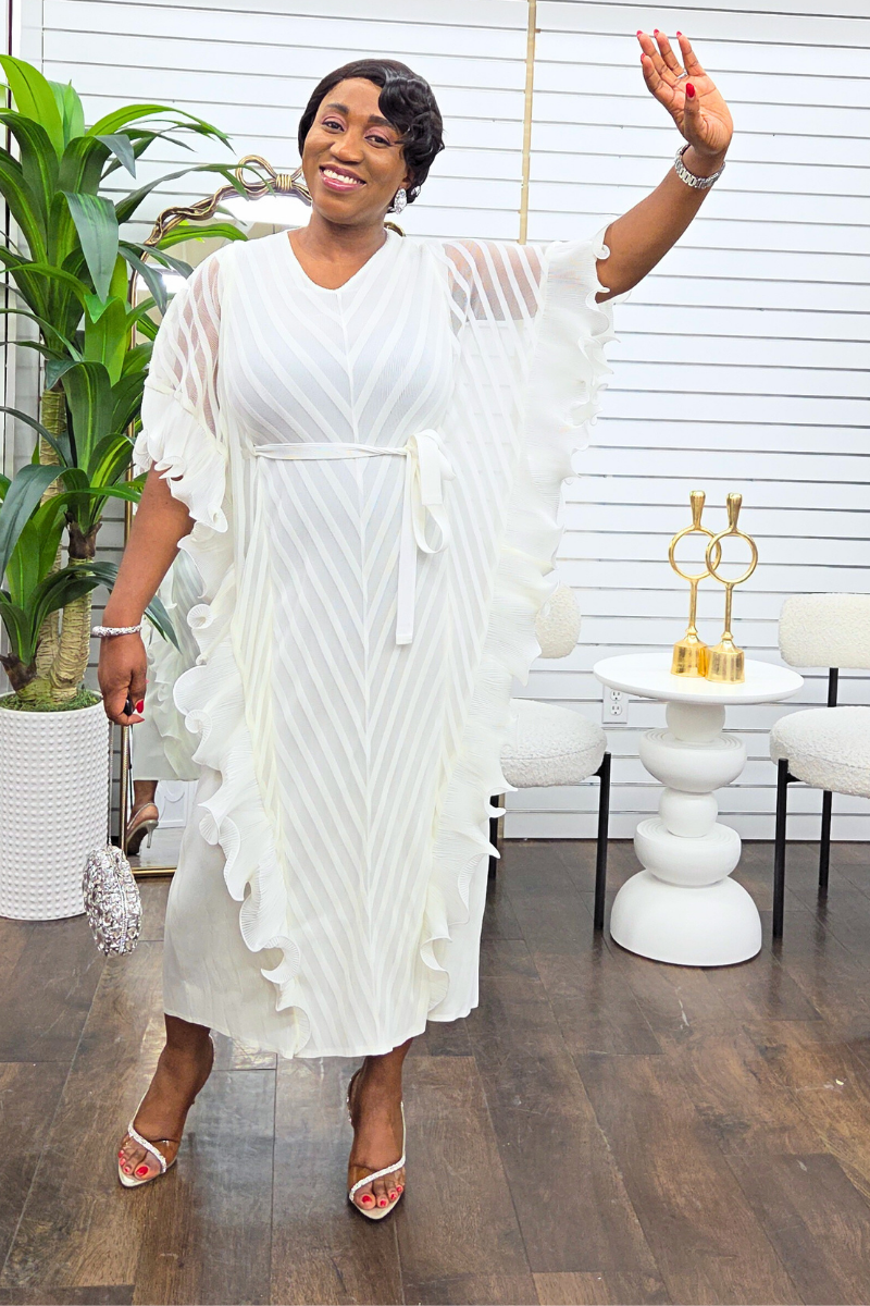 Adriana Ruffled Frill Dress - White