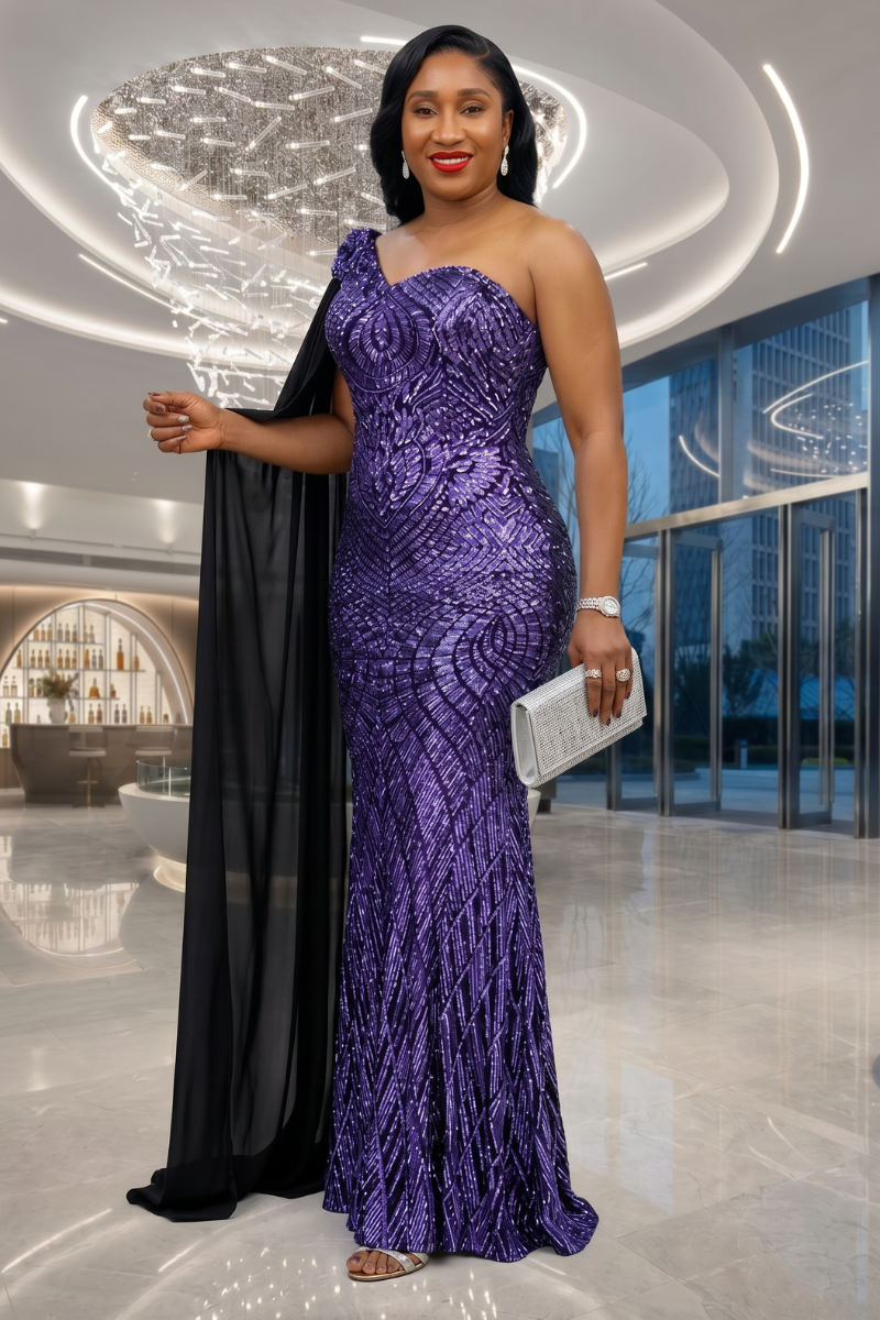 Ivana Glistening Elegance: One-Shoulder Sequin Dress