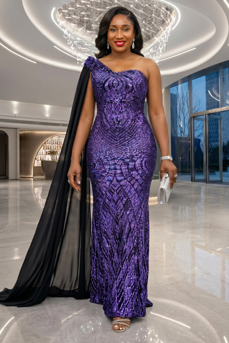 Ivana Glistening Elegance: One-Shoulder Sequin Dress