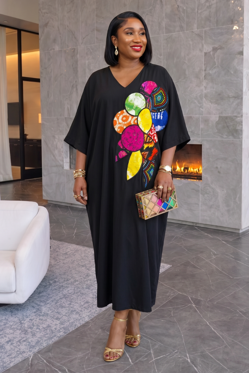 Sisi Patchwork Boubou -Black