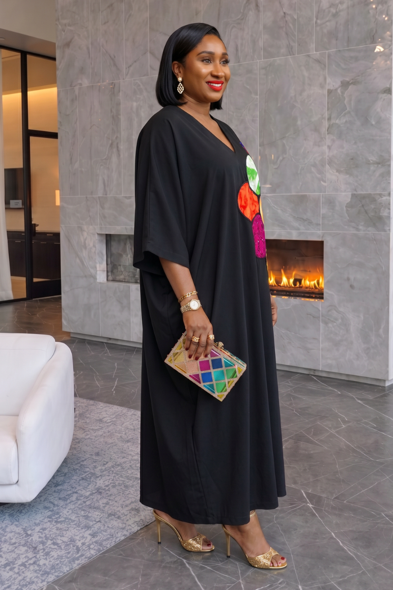 Sisi Patchwork Boubou -Black