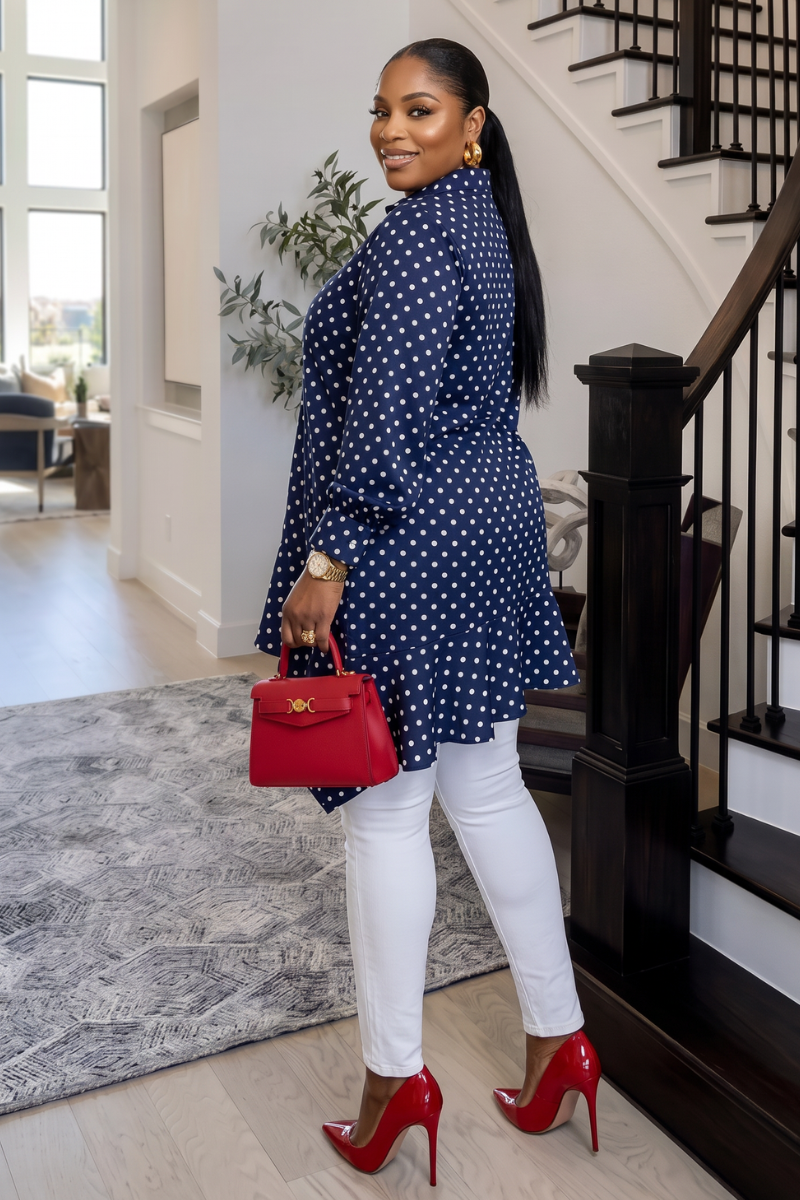 Tahlia Polka Dot Asymmetrical Shirt
