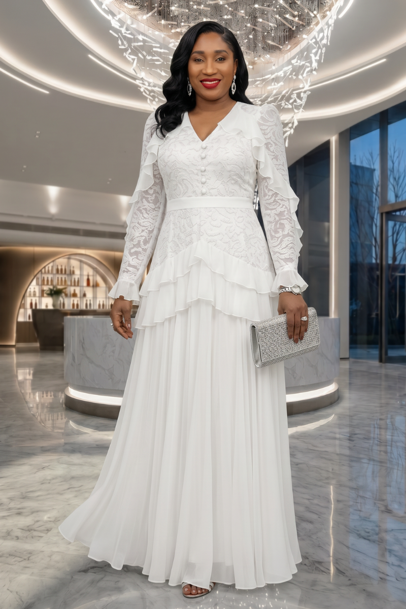Lilian Delicate White Layered Dress