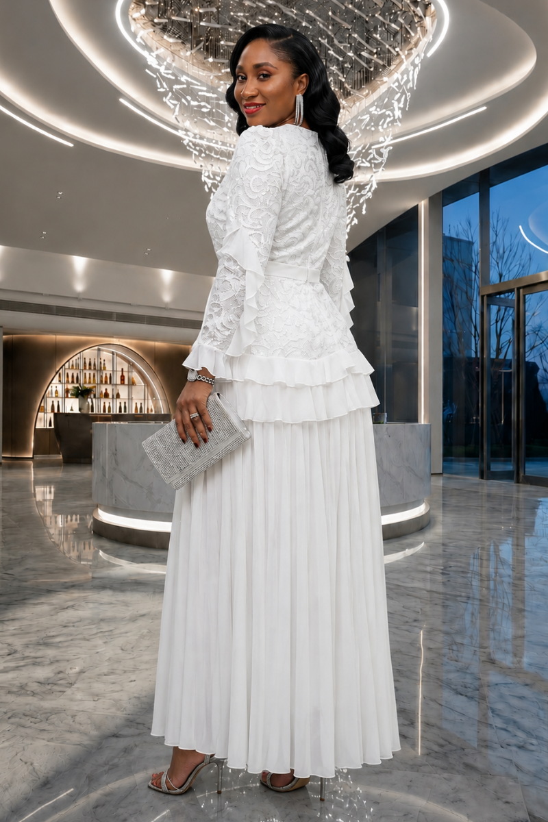 Lilian Delicate White Layered Dress