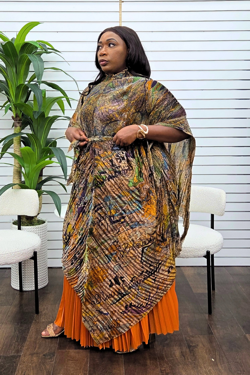 Adaraa Luxe Skirt Set - Orange 2