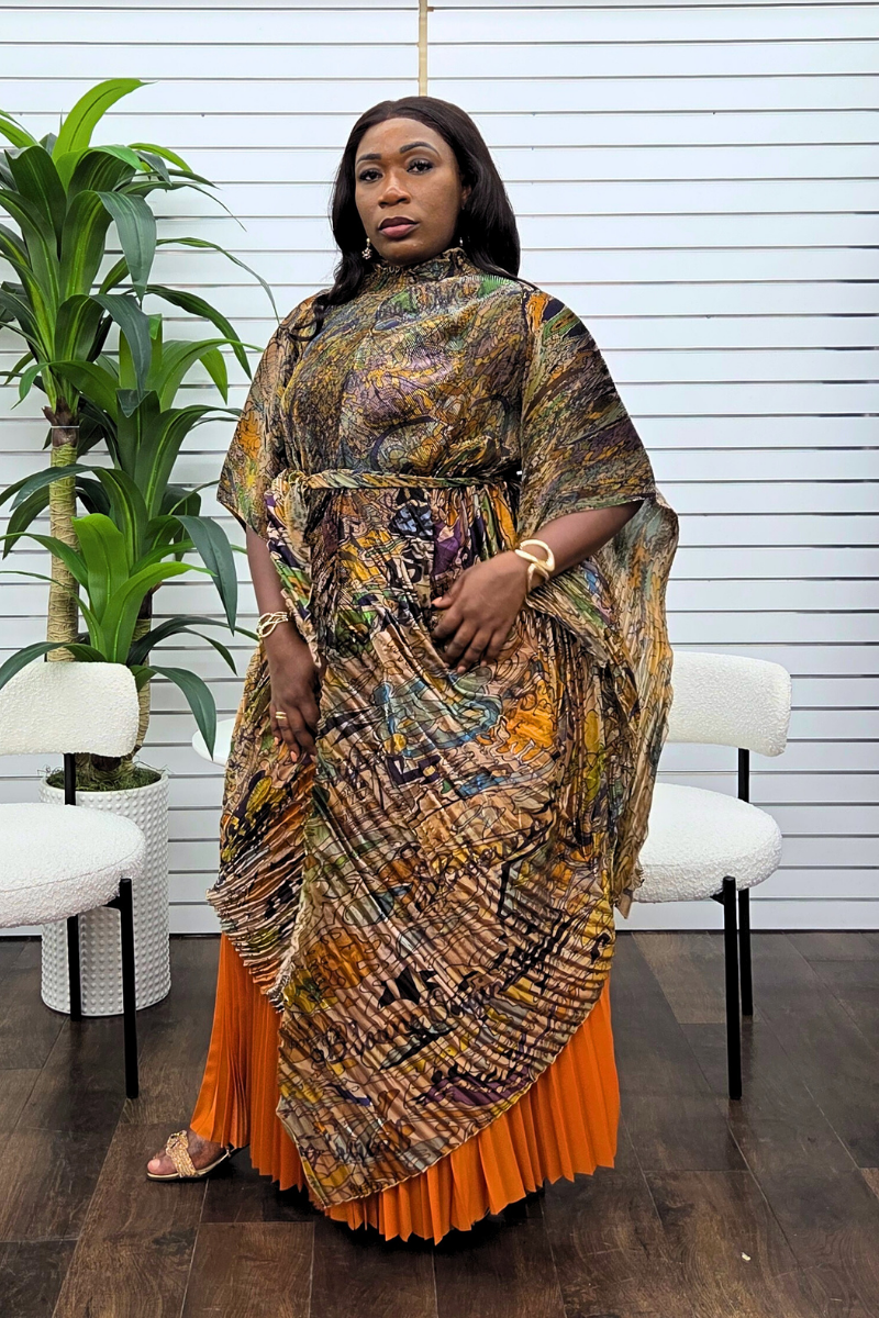 Adaraa Luxe Skirt Set - Orange 2