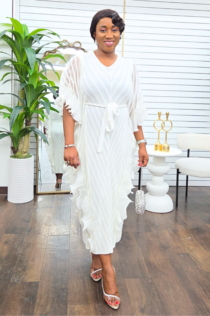 Adriana Ruffled Frill Dress - White